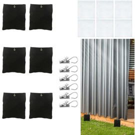 6 Pack Outdoor Curtain Weighted Blocks, 15 oz Outdoor Curtain Sandbag Weighted Bags, Curtain Bottom Weighted Bag Retainer Clips for Outdoor Curtains Gazebo Tent Tablecloths