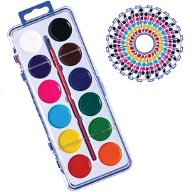 Neliblu Watercolor Paint Set - Pack of 24 Watercolor Palette with 12 Washable Colors, Paintbrushes - Watercolors Paint Set Ideal for Preschool Classroom, Art School Supplies or Kids Party Favors