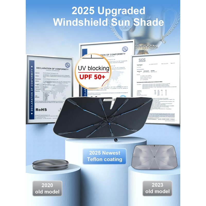 [2025 Upgraded] Nmoiss Windshield Sun Shade Umbrella [Ice Rib High