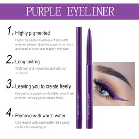 Purple Waterproof Mascara & Eyeliner Set,5D Mascara with Liquid Eyeliner Kit,Silk Fiber Liquid Lash Extensions Colored Tubing Mascaras Volume and Length,Waterproof,Curling Eye Lashes & Eye liner Pen