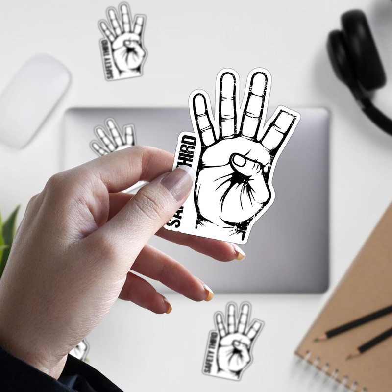 Set 3PCS 3 Inches - Safety Third Sticker Funny Construction