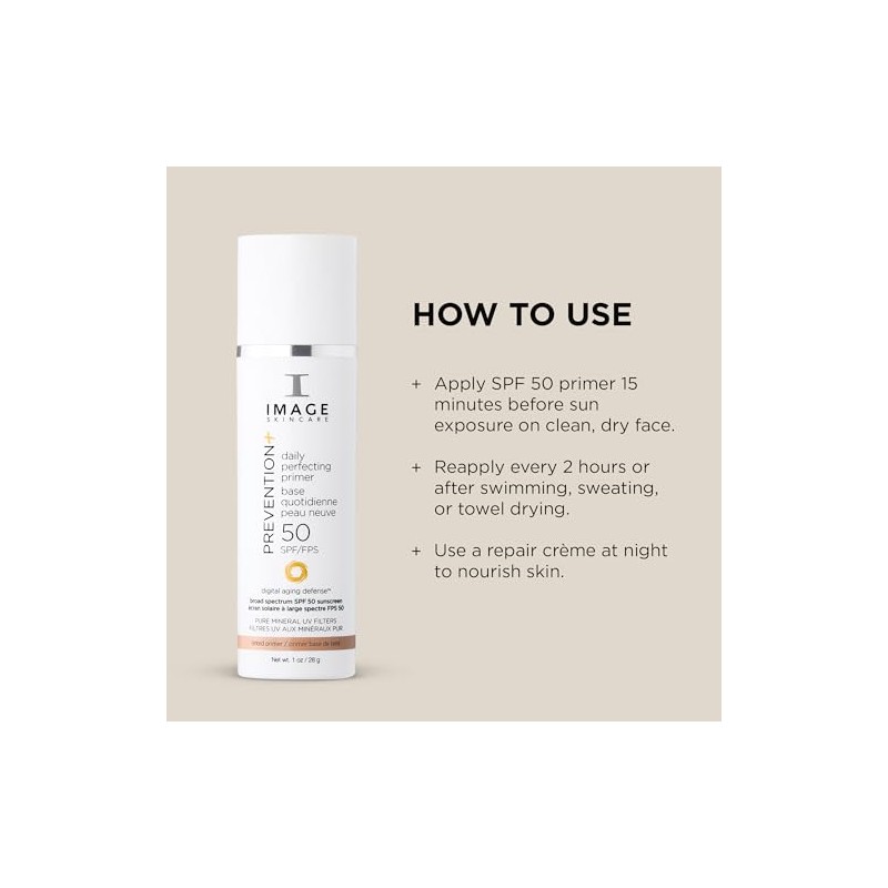 IMAGE Skincare, Prevention+ Daily Perfecting Primer SPF 50, Zinc Oxide