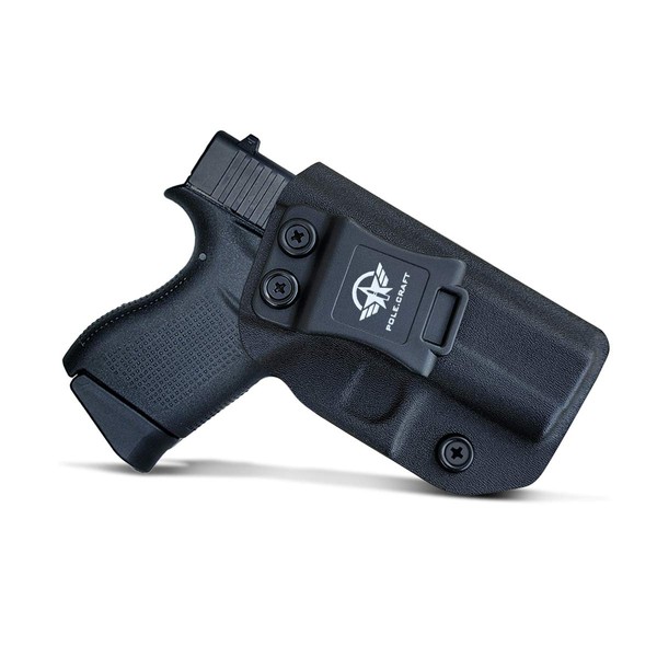 POLE.CRAFT Glock 43 Holster, Glock 43X Holster IWB Kydex Holster for Glock 43 / Glock 43X Pistol Concealed Carry - Inside Waistband Carry Concealed Holster Glock 43 IWB Kydex (Black, Right Hand)