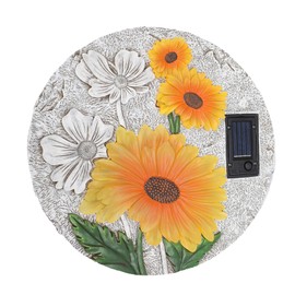 DREAM GARDEN Garden Décor Sunflower Stepping Stones, Solar Garden Stone Resin Outdoor Decorative Stone Patio, Walkway Stones Yard Art, 10.75 Inch