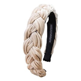 Alpenflüstern Costume Headband Velvet Braided Look – Women's Hair Accessories Non-Slip Hair Band Braided for Dirndl (Beige/Brown) ADV132