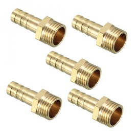 sourcing map Brass Hose Connector Thread Connector 8 mm Nozzle x 1/4 PT Male Thread Pack of 5