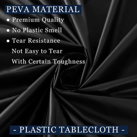 odibo Black Tablecloths Plastic 2 Pack Disposable Table Covers 54 x 108 Inch Shiny Pitch Black Table Cloths for Parties Birthdays Baptism Christening Banquet Fits up to 8 Foot Rectangle Tables