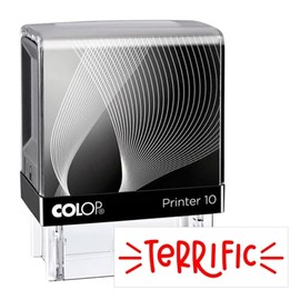 Terrific Teacher Stamp - Back to School Stamp - Children Parent Stamp - Home Work, Project Self-Inking Stamp - 3/8" x 1 1/16" - Durable Ink Stamp - Multiple Ink Colors