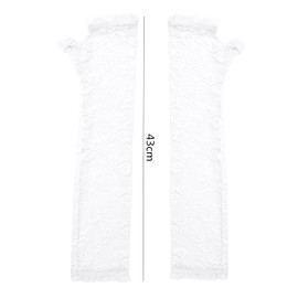 Kingsie Women's Lace Gloves, Long Gloves, UV Protection, Sun Protection, 5 Fingers, Thin, Floral Pattern, Weddings, Brides, Beautiful, Dress Gloves, Stylish Accessories, Outdoor Gloves, UV Protection,