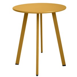 Meluvici Outdoor Side Table, Weather Resistant Patio Small Side Table Outdoor Indoor Round Metal Steel Small Side Table, Waterproof End Table for Garden Balcony Yard, Yellow