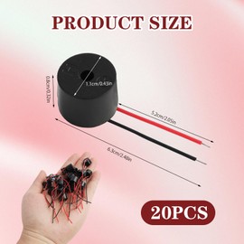 Pack of 20 Electronic Active Buzzer, 3-12 V Piezo Buzzer Alarm 85 dB, Piezo Elements Buzzer, Durable and Environmentally Friendly Buzzer with 60 mm Cable Length for Electronic Devices