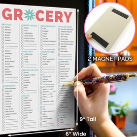 bloom daily planners Magnetic Grocery Shopping List To-Do Pad - Weekly Planning Food Organizer / Tear-Off Notepad Hanging Checklist for Fridge - 6” x 9”
