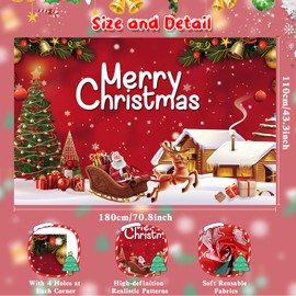Large Christmas Banner Backdrop, Merry Christmas Photography Background, Party Decorations for Christmas Happy New Year Gifts,180 x 110 cm (3)