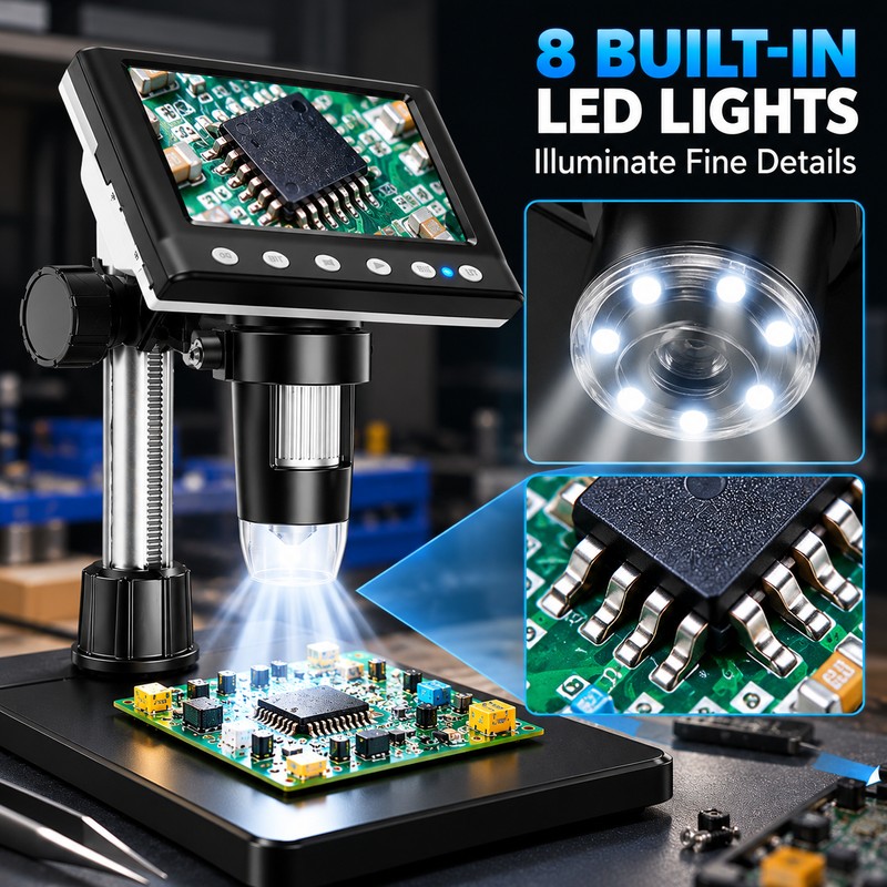 Digital Microscope for Electronics Inspection – 4.3-Inch IPS Screen, 1000X