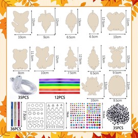 Wind Chime Craft Set Children, 12 Pieces Wind Chime for Painting, Wind Chime Craft Wood, Craft Set Autumn Children, DIY Wood Autumn Decoration, for Boys Girls Autumn Gifts Decorations