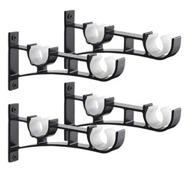 NN/A Curtain Rod Brackets Sonwaha 4 Pack Curtain Rod Support Drapery Rod Bracket Curtain Rod Holder Double Rod Curtain Rod Bracket (Black)