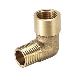 sourcing map Brass Pipe Fitting 90 Degree Elbow 1/4 (BSP) Male X 1/4 (BSP) Female