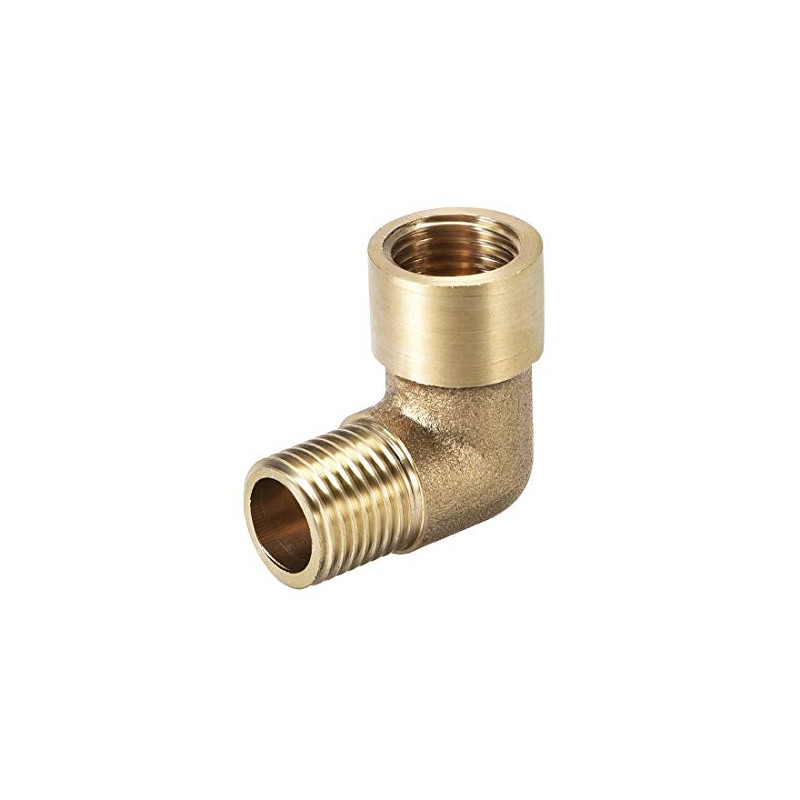 sourcing map Brass Pipe Fitting 90 Degree Elbow 1/4 (BSP)