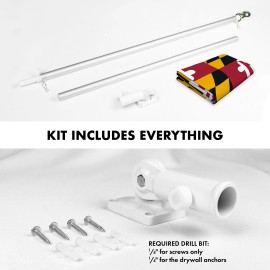 UD_G128 Combo Pack: 6 Ft Tangle Free Aluminum Spinning Flagpole (Silver) & Maryland MD State Flag 3x5 Ft, ToughWeave Series Embr