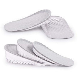 SAUDEfoot 1 Pair Gel Height Increase Heel Insoles,Invisible Shoe Lifts Inserts,Cushion Elastic Shock Absorption Heel Pads,Increase Height 1cm 2cm 3cm for Men and Women (S for Women,Heaght:1cm, Gray)
