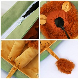 Claumeng Cute Lion-Shaped Cat Carrying Bag,Pet Backpack Carrier, Tote Bag, Large Capacity Dog Canvas Bag Portable Shoulder Pet Outdoor Travel Handbag for Small Animals(Light Green)