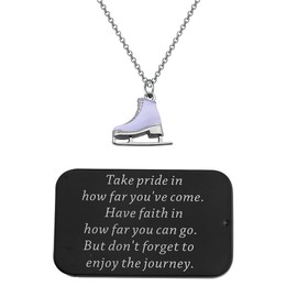 FUSTMW Ice Skating Necklace Skater Necklace Figure Skating Gift Skating Pendant Jewelry Skate Lover Gift With Inspirational Jewelry Box (silver)