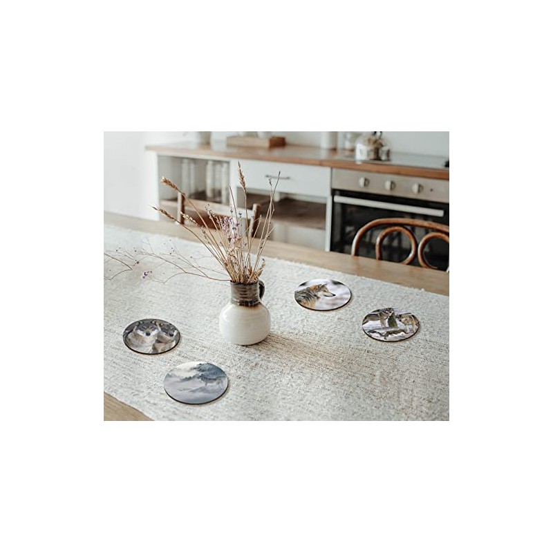 4 x Round Wild Wolf Coasters - Wolves Dog Animals