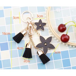 F.ZH Keychain Star Pattern Bag Charm Bag Star Accessory Tassel Star Charm Cute Decoration Gift, Black