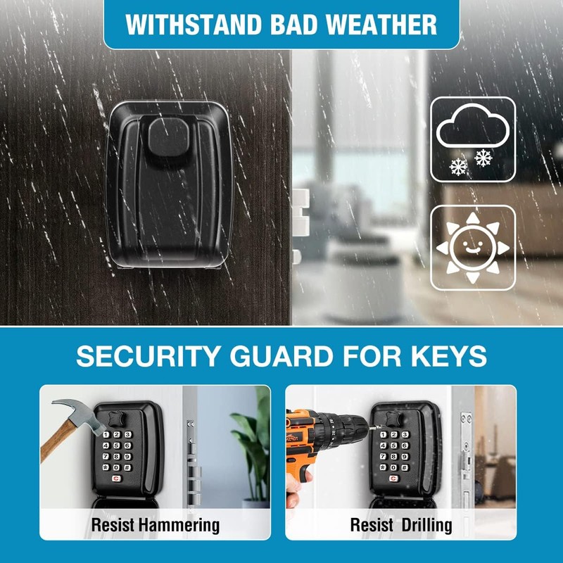 BKNOOU Key Lock Box Wall Mount with Code, Key Lock