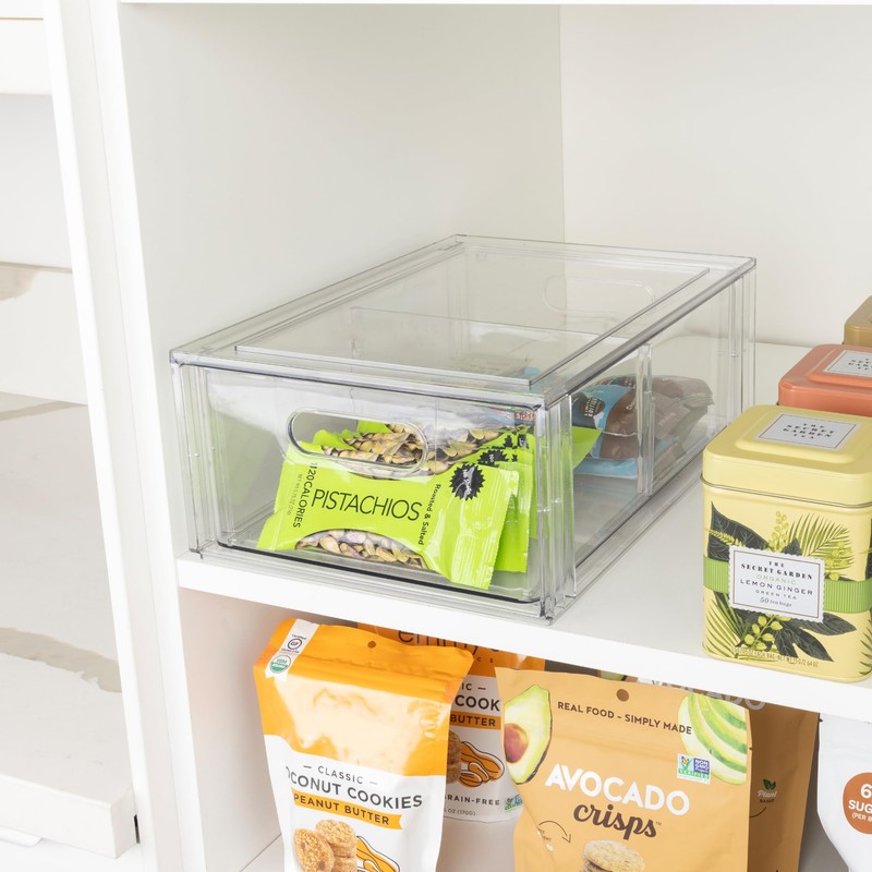 Smart Design Pull-Out Stackable Storage Bin with Removable Dividers -