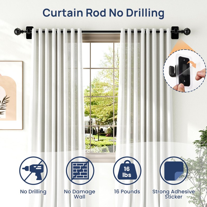 ENJOYBASICS No Drill Curtain Rods for Window 48 to 84
