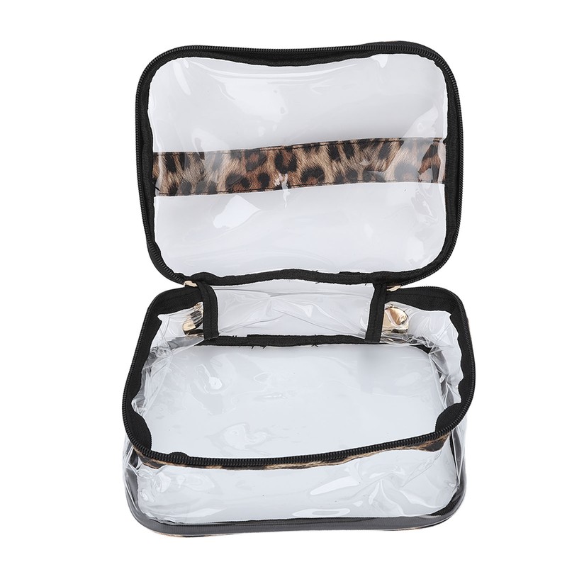 3pcs Makeup Bag Set Leopard Print Large Capacity Portable Waterproof