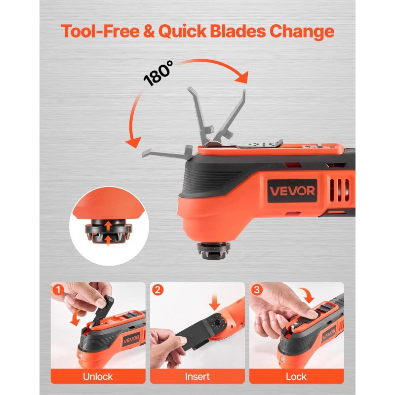12V Cordless Oscillating Tool Multitool 6000-17500 OPM Variable Speed Saw