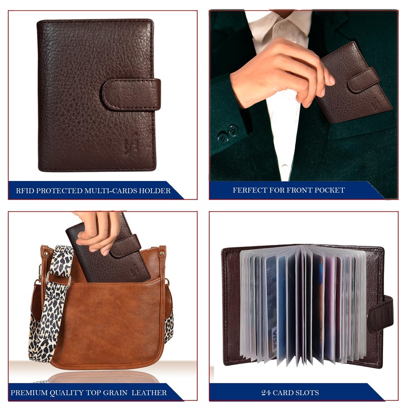 StarHide Soft Genuine Leather Compact Credit Debit Card Holder Wallet