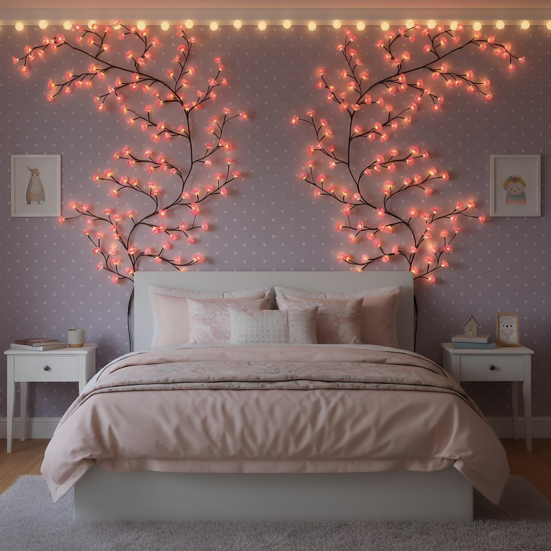 NXUEBDU 7.5ft Pink Cherry Blossom Tree Light, 144 LEDs USB