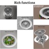 Kitchen Sink Drain Strainer，3in1 Stainless Steel Pop-Up Sink Strainer Stopper（2Pcs）