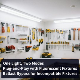 8-Pack Fluorescent Light Bulbs 48 Inch, T8 LED Bulbs 4 Foot Type A+B, 24W 3200LM 5000K Daylight, F32T8 or F40T12 LED 4FT Replacement, Plug and Play or Ballast Bypass, Double or Single End Powered