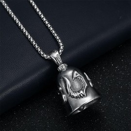 TTPSRY Guardian Bell Motorcycle Key Ring Bells Necklaces Set Bells Car Biker Bell with Pendant Bell Key Ring Chain Men's Guardian Angel Accessories for Blessing Peace, Silver A