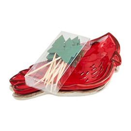 Mud Pie Cardinal Tidbit, dish 5 1/2" x 3" | toothpick 3 1/4", Red