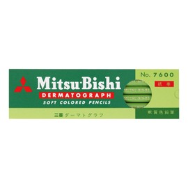 Mitsubishi Pencil K7600.5 Colored Pencils, Oil-based Dermatograph, No. 7600 Yellow Green, 1 Dozen