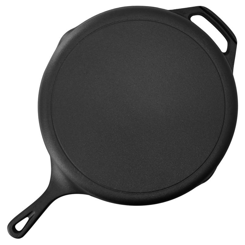Megachef 12 Inch Pre-Seasoned Cast Iron Skillet with Tempered Glass