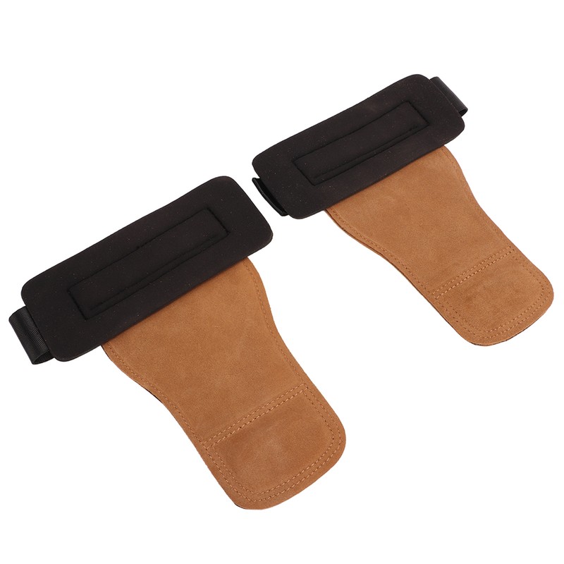 2PCS Weight Lifting Grips with Wrist Straps Cowhide SBR Full