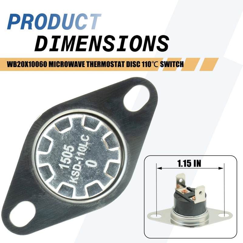 WB20X10060 Microwave Thermostat Disc 110℃ Switch Compatible with GE Replacements