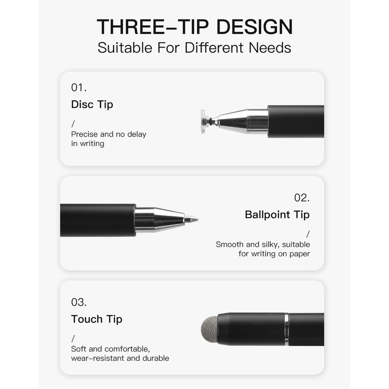 Stylus Pen for Skylight Calendar 15 Inch - 3-in-1 Tri-Tip