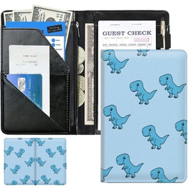 Dinosaur Cute Server Books for Waitress, Waiter Book Server Wallet with Zipper Money Pocket, Waitress Ticket Book Holder Restaurant Waitstaff Organizer with Pen Holder Fit Apron