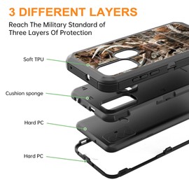 smauncucn for Moto G Play 2023 Case,Moto G Power 2022/Moto G Pure Case,Full Body Shockproof Drop Protection Dust Proof Heavy Duty 3-Layer Military Rugged Durable Cover,Camo Forest Deer