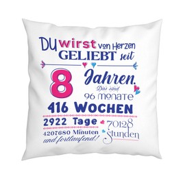 LIEBTASTISCH - Birthday Gift - Pillow for Birthday - Gift for Boys Girls Women Men - Choice of 4-100 Years - Gifts - (8 Years)