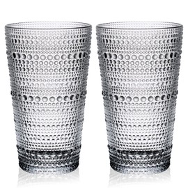 Hobnail Drinking Glasses Set Of 4-18 oz Water Glass, Unleaded Glass Cups fit for Home or Bar, Dishwasher Safe - Elegant Glassware Set as for Housewarming and Holiday Gifts