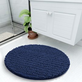 Arotive Luxury Round Chenille Bathroom Rug Mat, Extra Soft Thick Absorbent Shaggy Bath Rugs, Non-Slip Machine Wash Dry Plush Bath Mats for Bathroom, Shower, and Tub (24"x24", Navy)