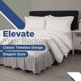 Martex Ruffled Bed Skirt - Easy Fit Lightweight 100% Microfiber Dust Ruffle - Ruffles for Twin Beds - Hotel Quality with 16 inch Tailored Drop - Grey Twin Bed Skirt (Twin, Grey)